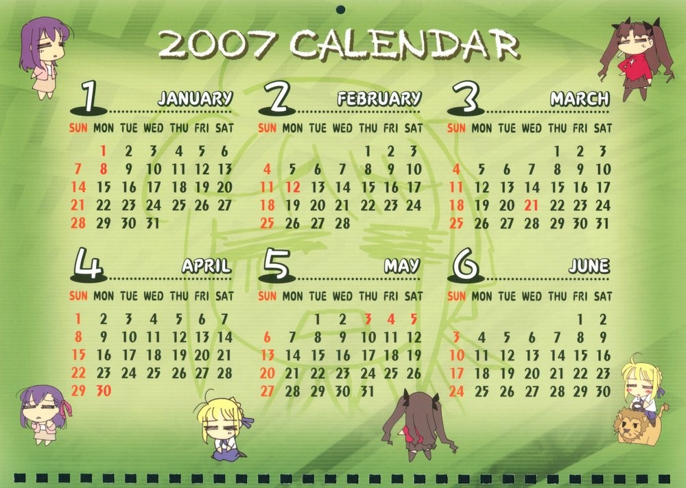 Calendario Fate Stay Night 2006 en Mxima Calidad