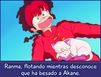 Ranma, flotando mientras desconoce que ha besado a Akane.