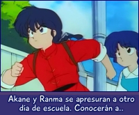 Ranma y Akane se apresuran a la escuela.